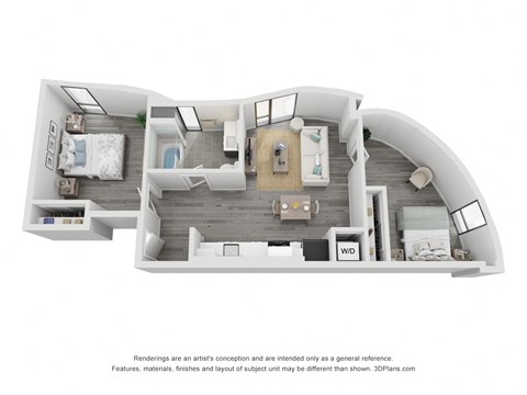 Floor plan for 2 beds, 1 bath, 918 sqft